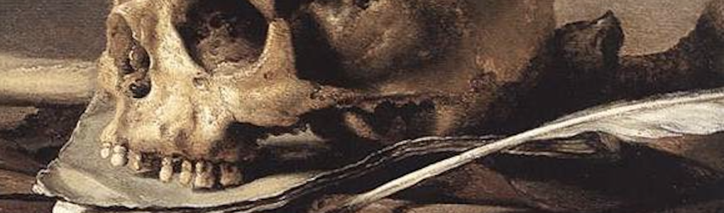 skull atop parchment