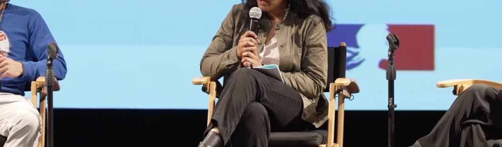 Amber Sweat speaking on panel