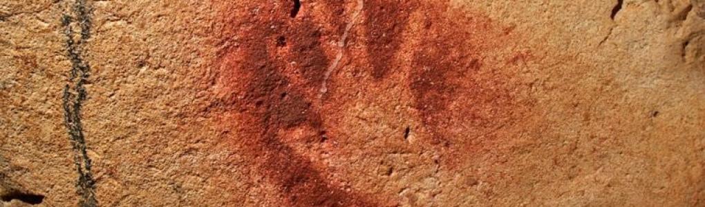 Red hand stencil at Chauvet Cave