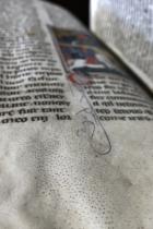 Close-up photograph of a medieval text
