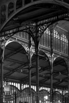 Black and white photograph of Les Halles market taken by Robert Doisneau