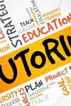 Tutoring related words laid out using graphic design