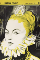 Movie poster of woman with high-necked collar